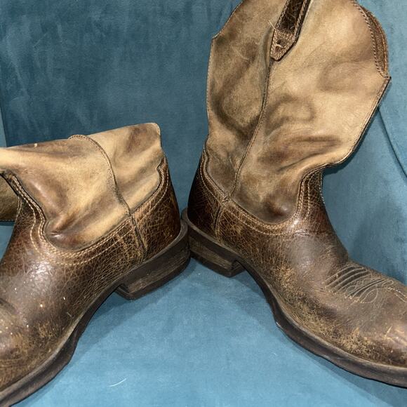 ARIAT RAMBLER BROWN LEATHER SQUARE TOE SOFT TOP WESTERN BOOTS MEN'S 11D - Picture 3 of 11